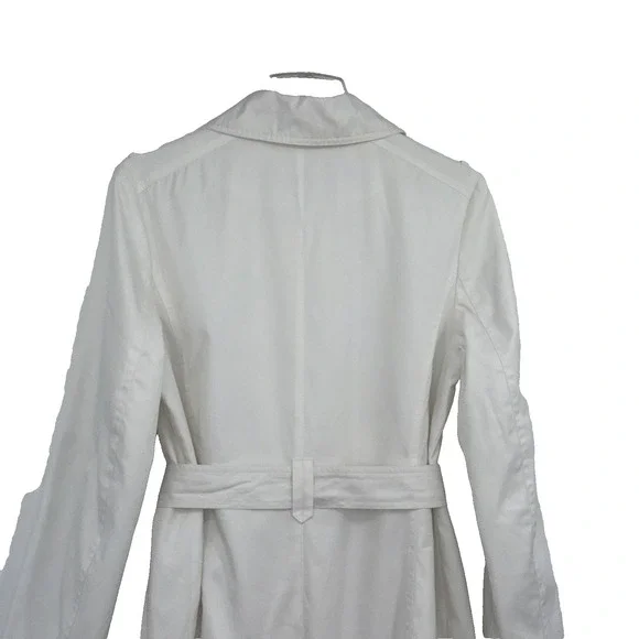 Michael by Michael Kors Women L White Trench Spring Coat Old Money Quiet Luxury - Picture 5 of 10